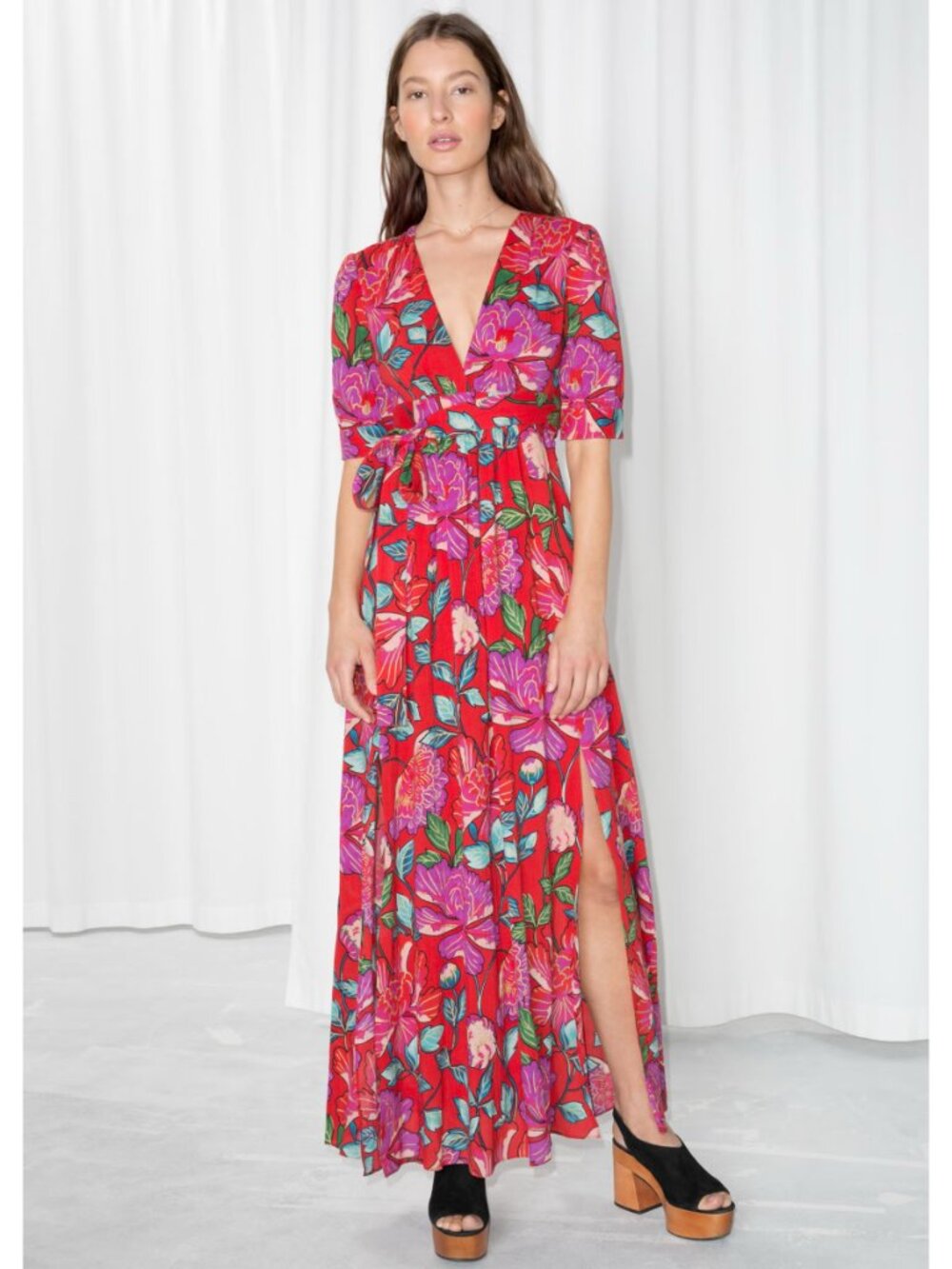 & Other Stories Floral Printed Maxi Dress in Red Multi